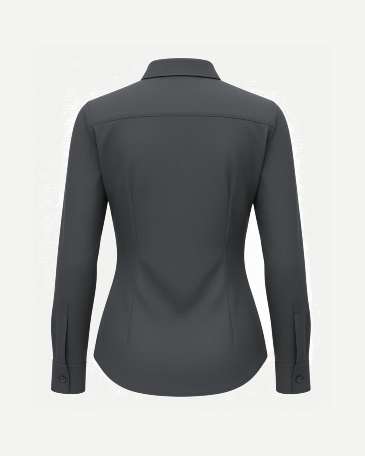 Tailory slate gray vegan blouse back view