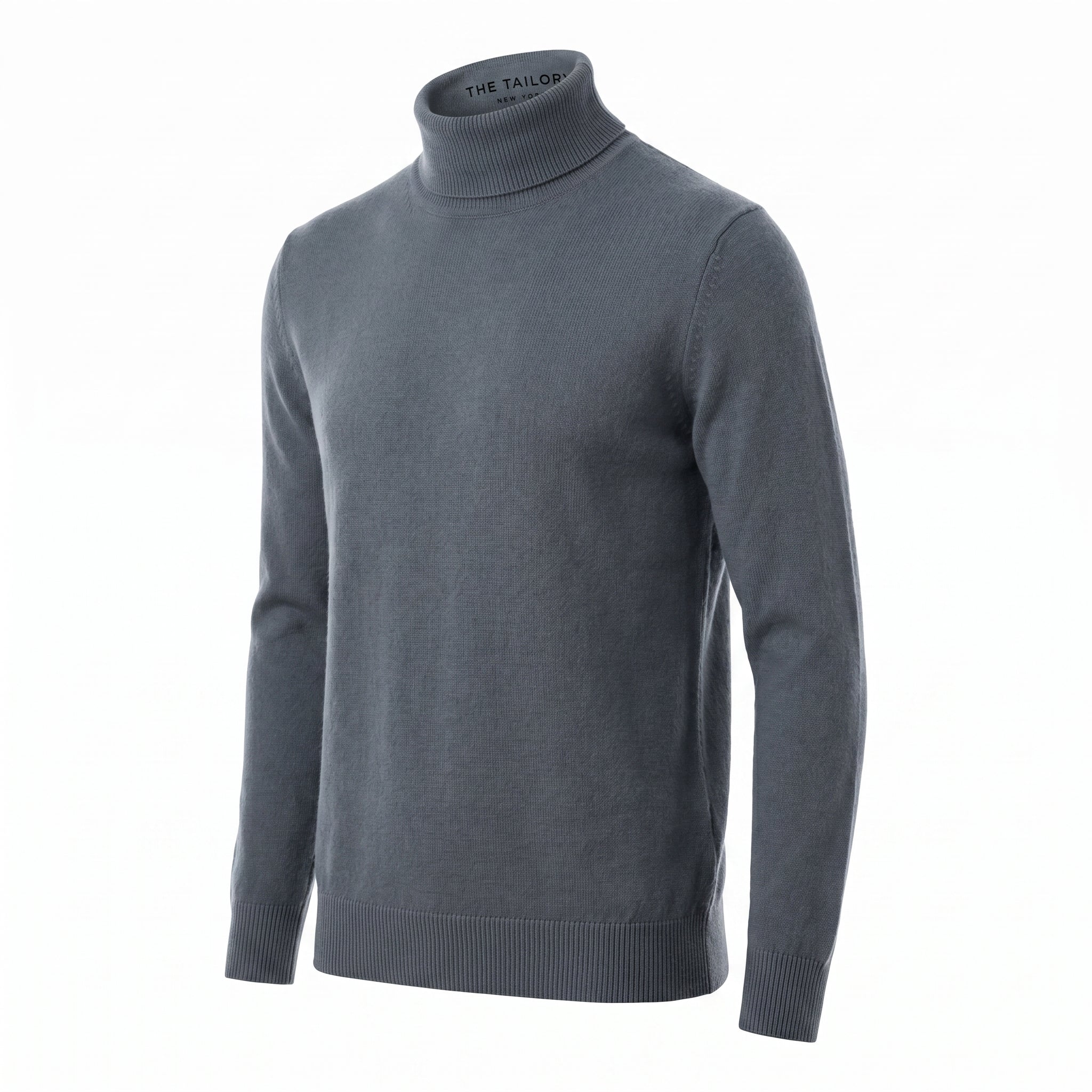 Slate Grey Rollneck — three-quarter right view — The Tailory NYC, Director's Cut