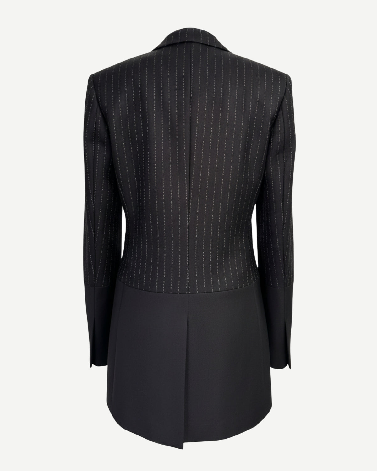 Tailory black/white pinstripe double-breasted blazer dress back view