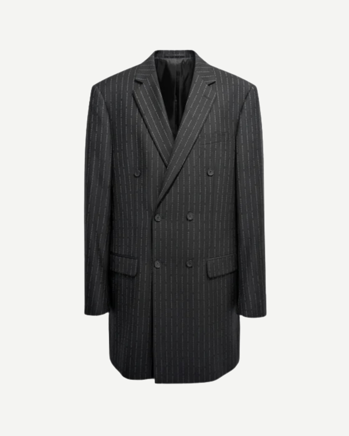 Tailory charcoal pinstripe structured double-breasted jacket front view