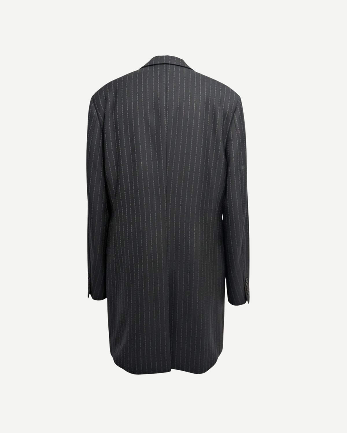 Tailory charcoal pinstripe structured double-breasted jacket side view