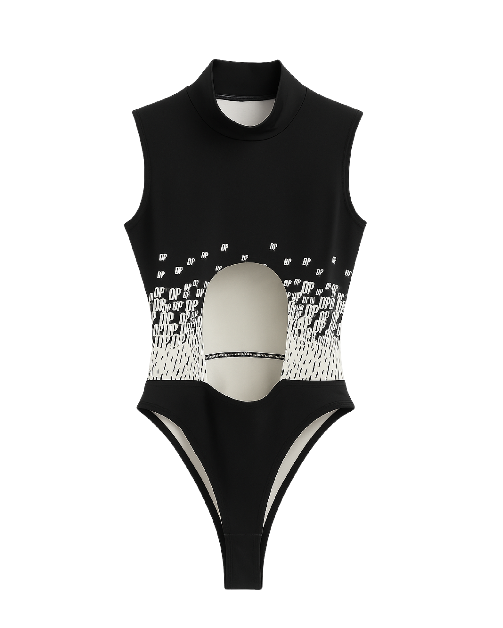 Tailory black cutout bodysuit back view with sleek stretch knit and clean seams