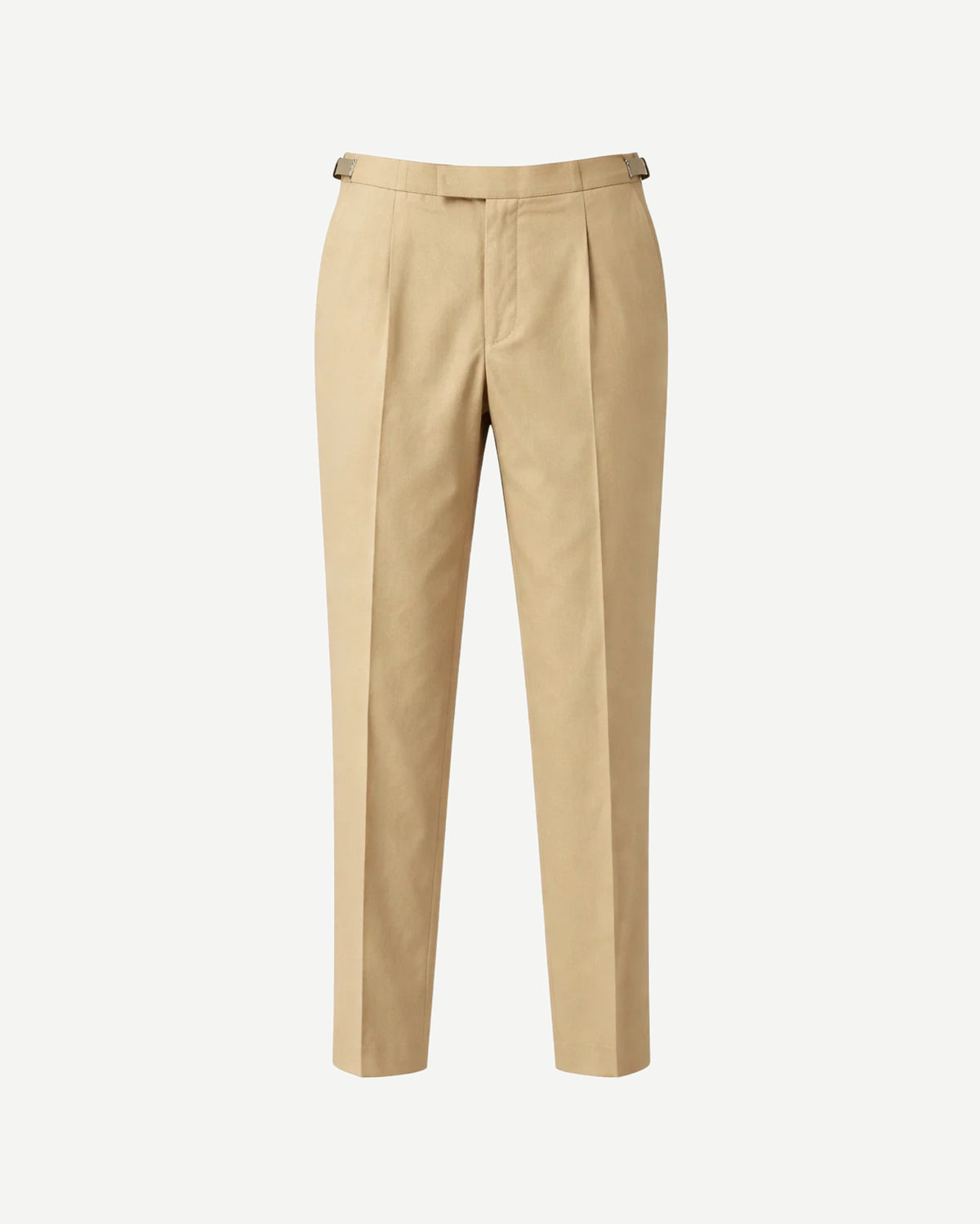 Tailory tan pleated cropped trousers front view