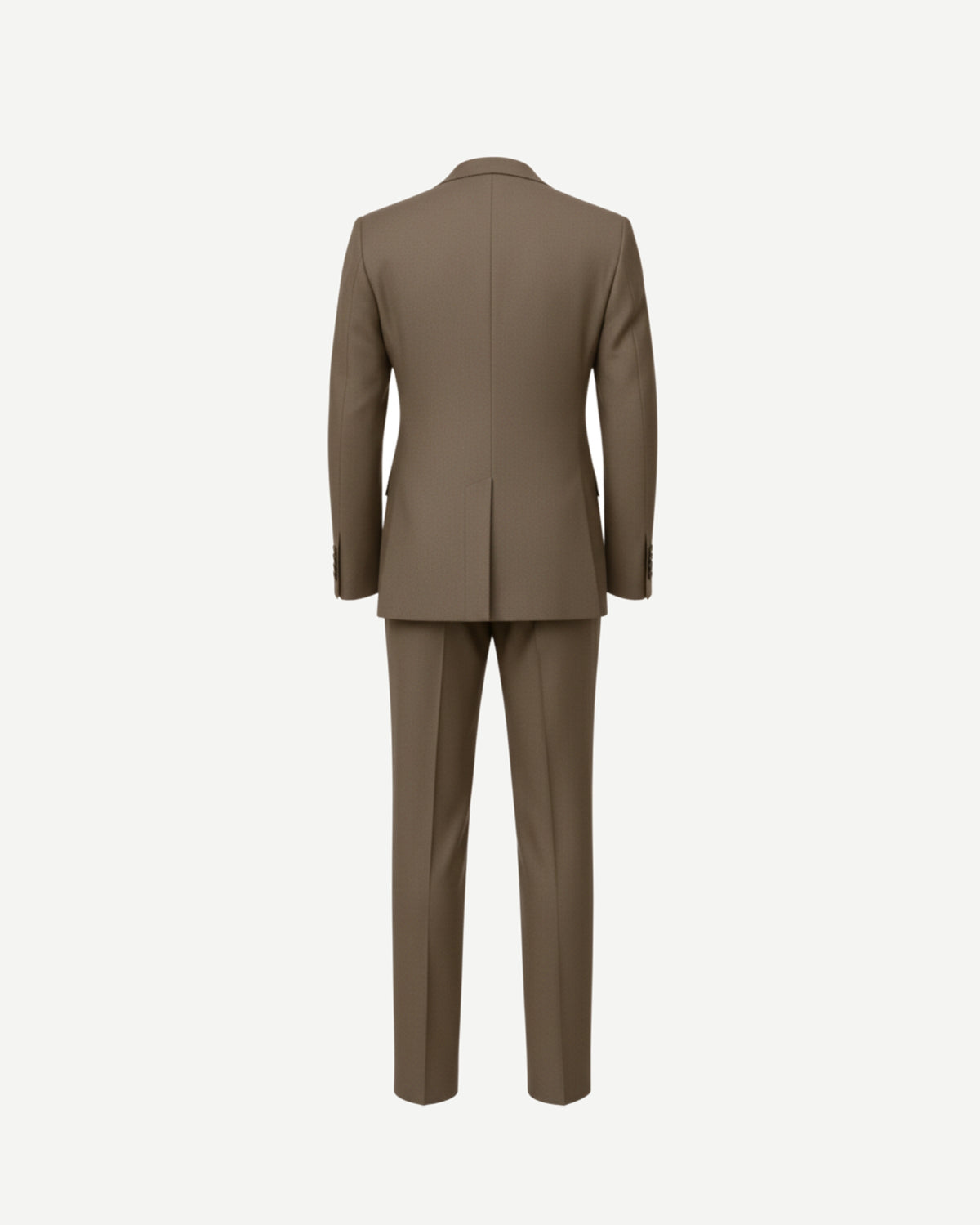 Tailory taupe double breasted wool suit back view