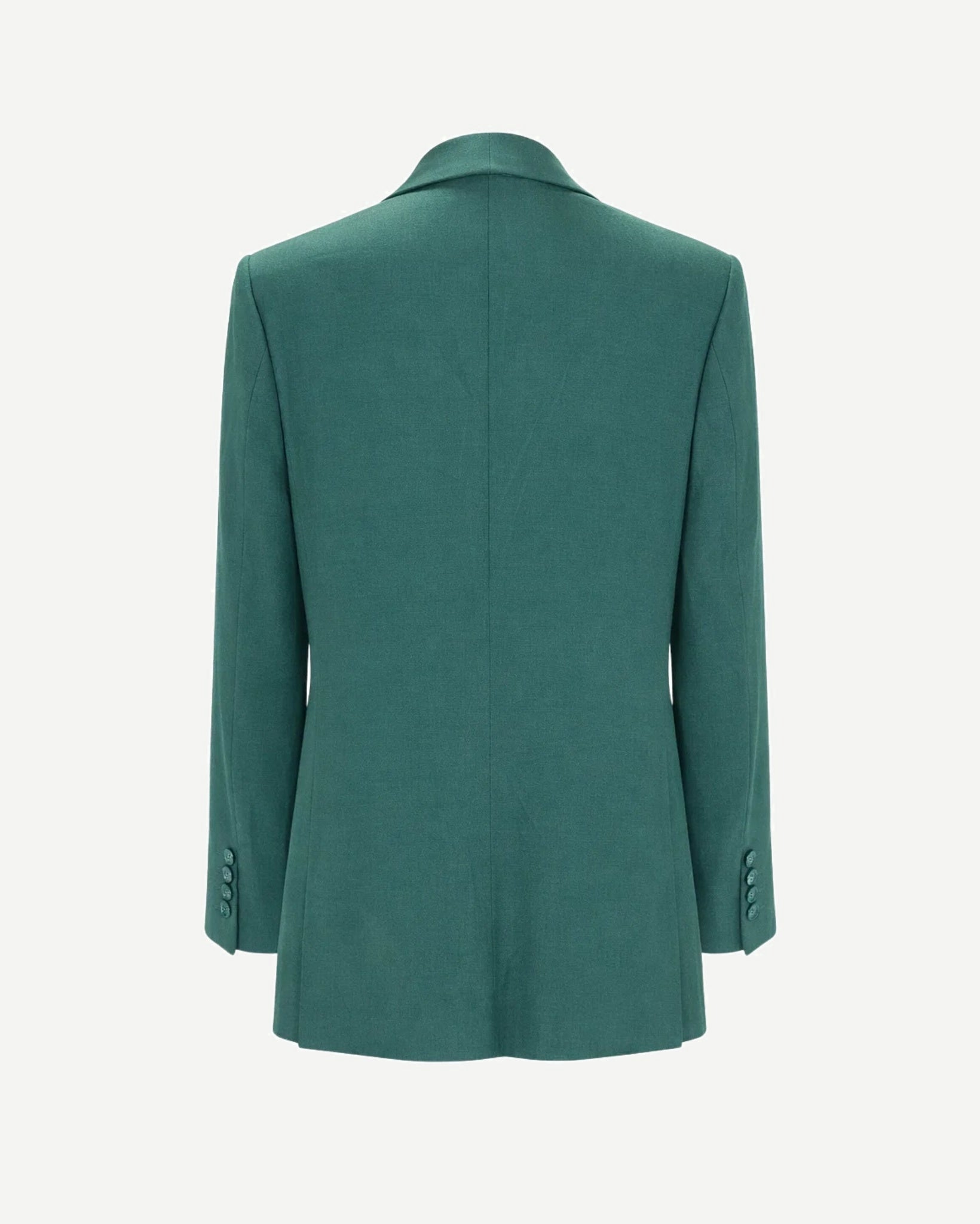 Tailory teal double-breasted blazer back view