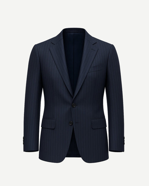 Tailory navy pinstripe wool men’s blazer front view
