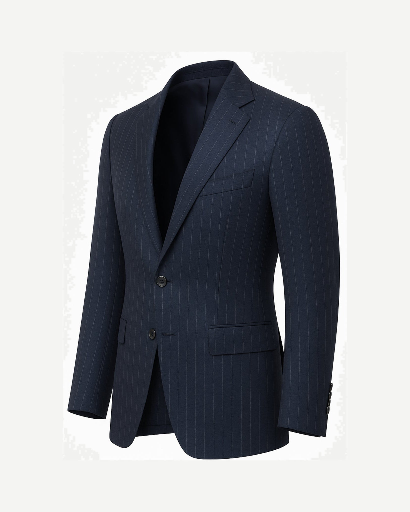 Tailory navy pinstripe wool men’s blazer side view