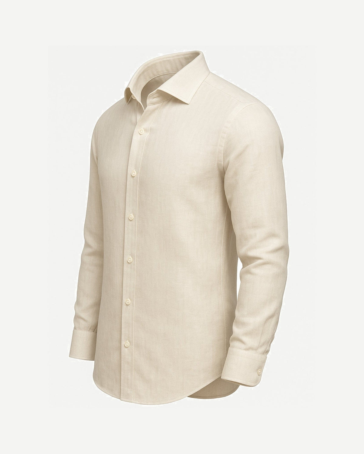 Tailory cream linen tailored men’s shirt side view