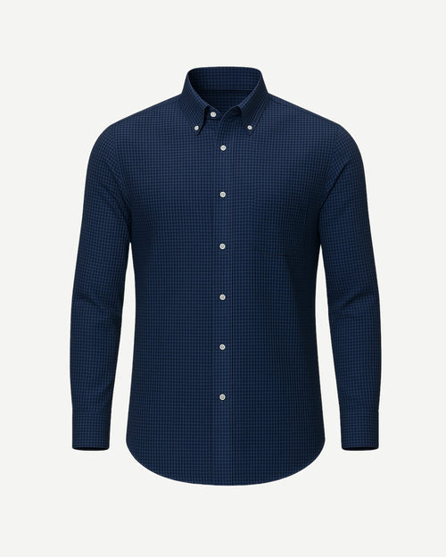 Tailory navy check cotton men’s shirt front view