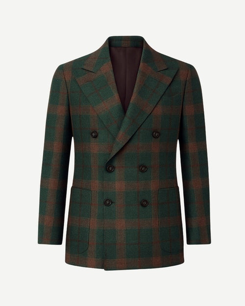 Foglie Sport Coat  Forest Green  Double-Breasted Plaid