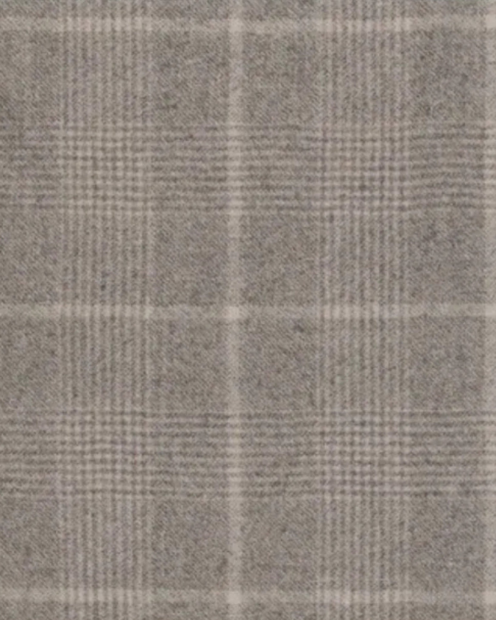 Close-up of light grey fabric in a refined Glen check pattern, showcasing the subtle texture and classic design of the Light Grey Vest | Custom Glen Check Double-Breasted.