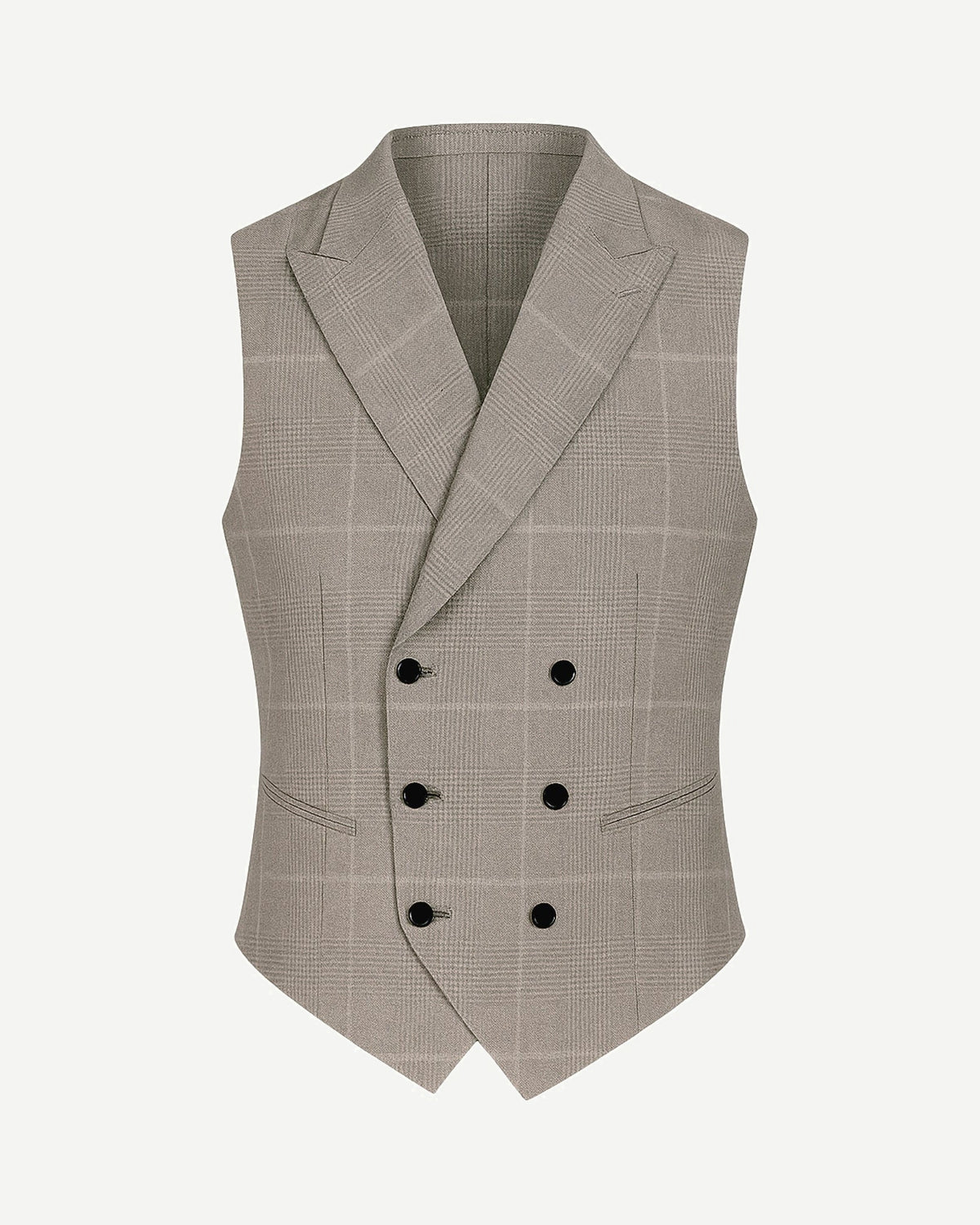 Nebbia Vest  Light Grey Glen Check  Double-Breasted Custom Fit