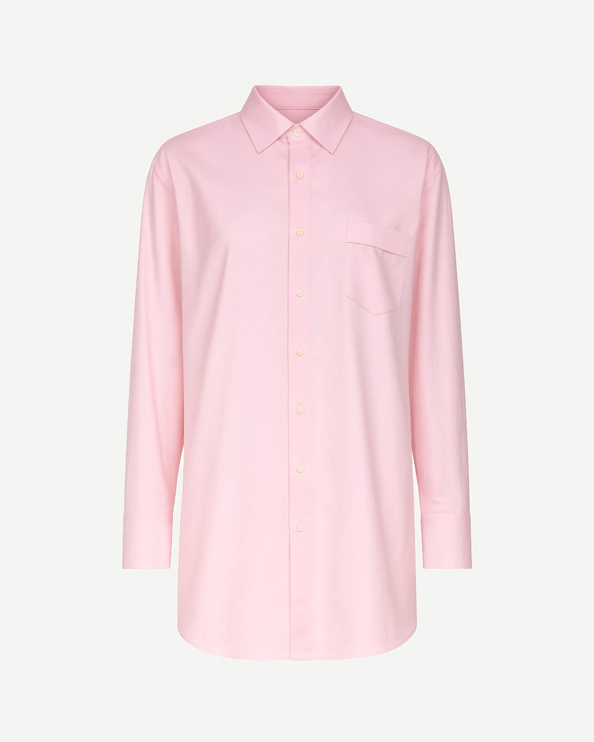 Tailory pink tunic length shirt with point collar front view
