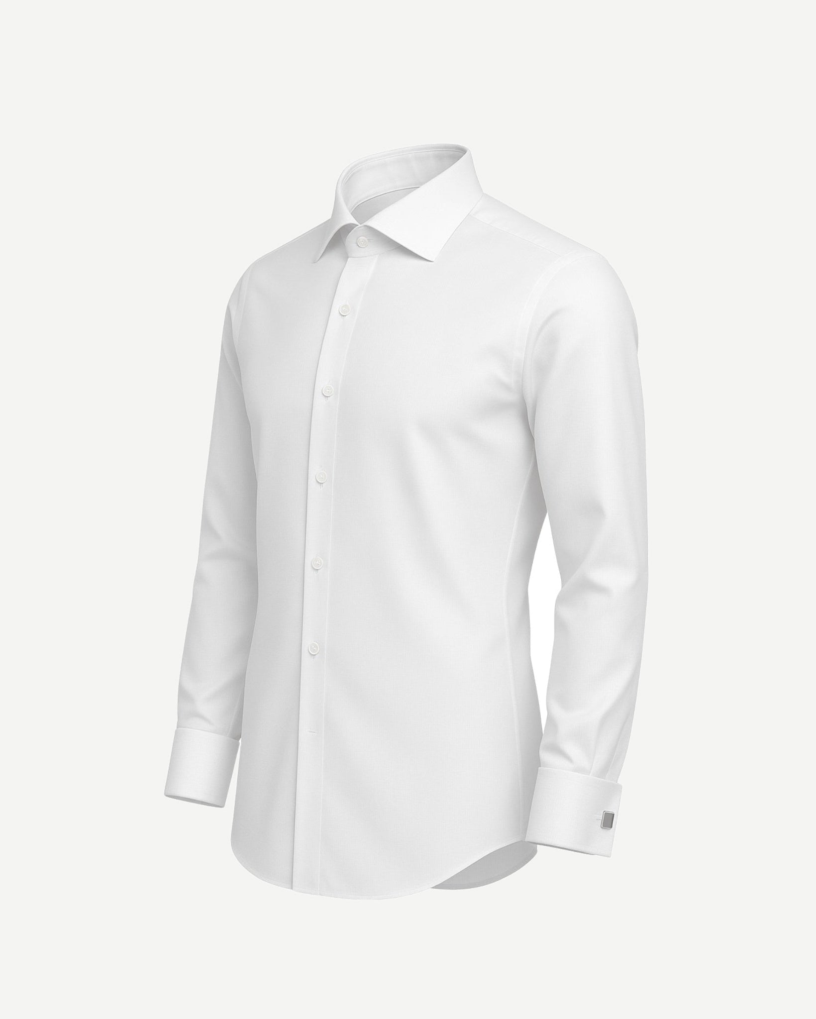 Tailory white cotton men’s dress shirt side view