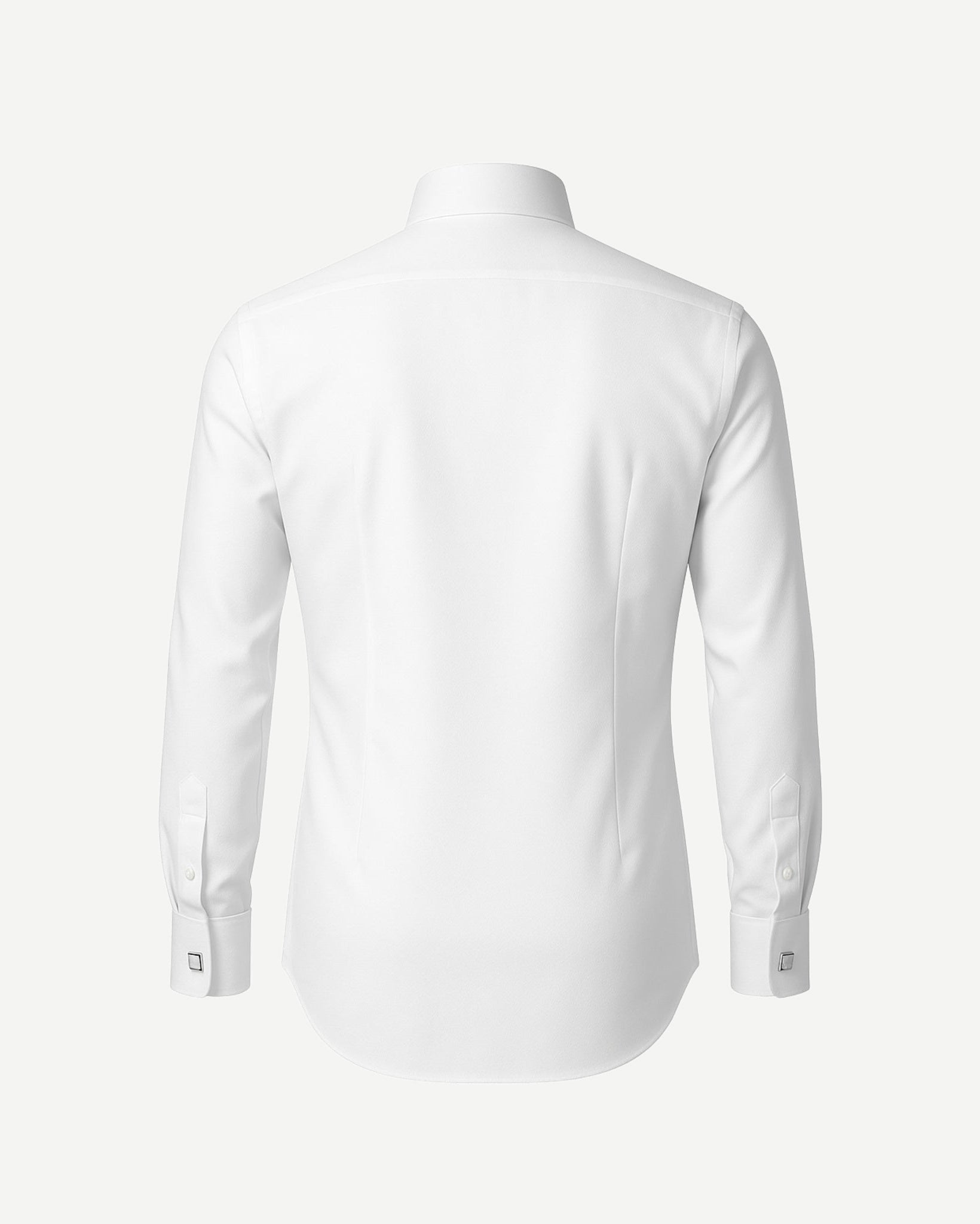 Tailory white cotton men’s dress shirt back view