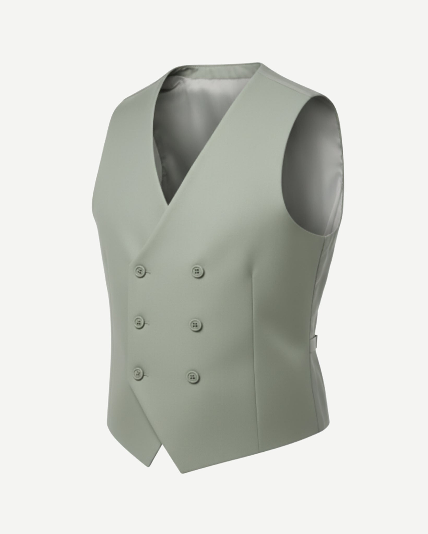 Tailory Sage double-breasted vest side view