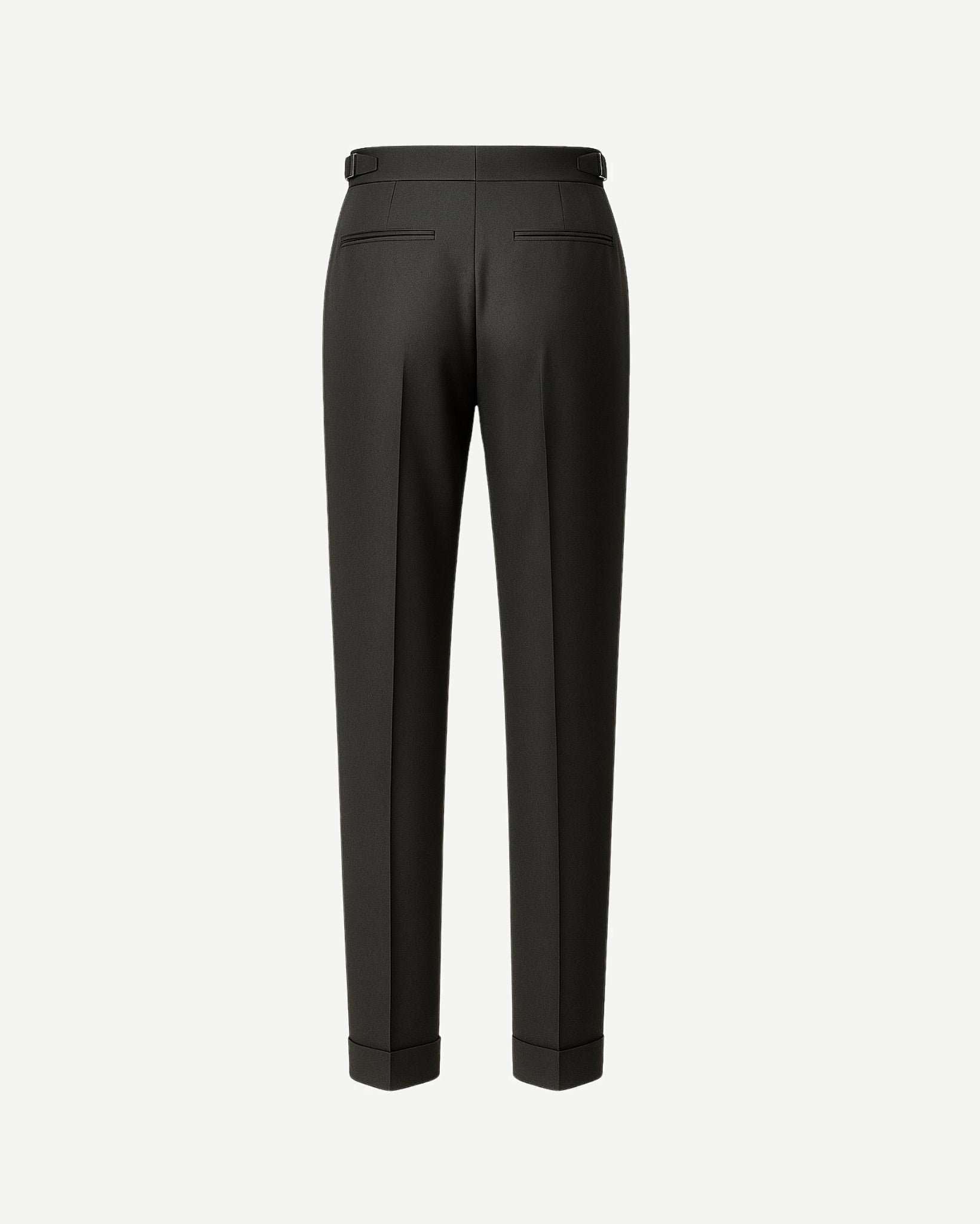 Tailory charcoal wool dress trousers straight leg back view