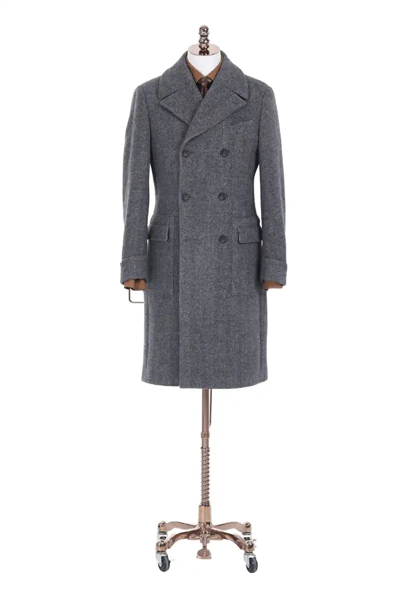 Double Breasted Overcoat WIth Back Belt