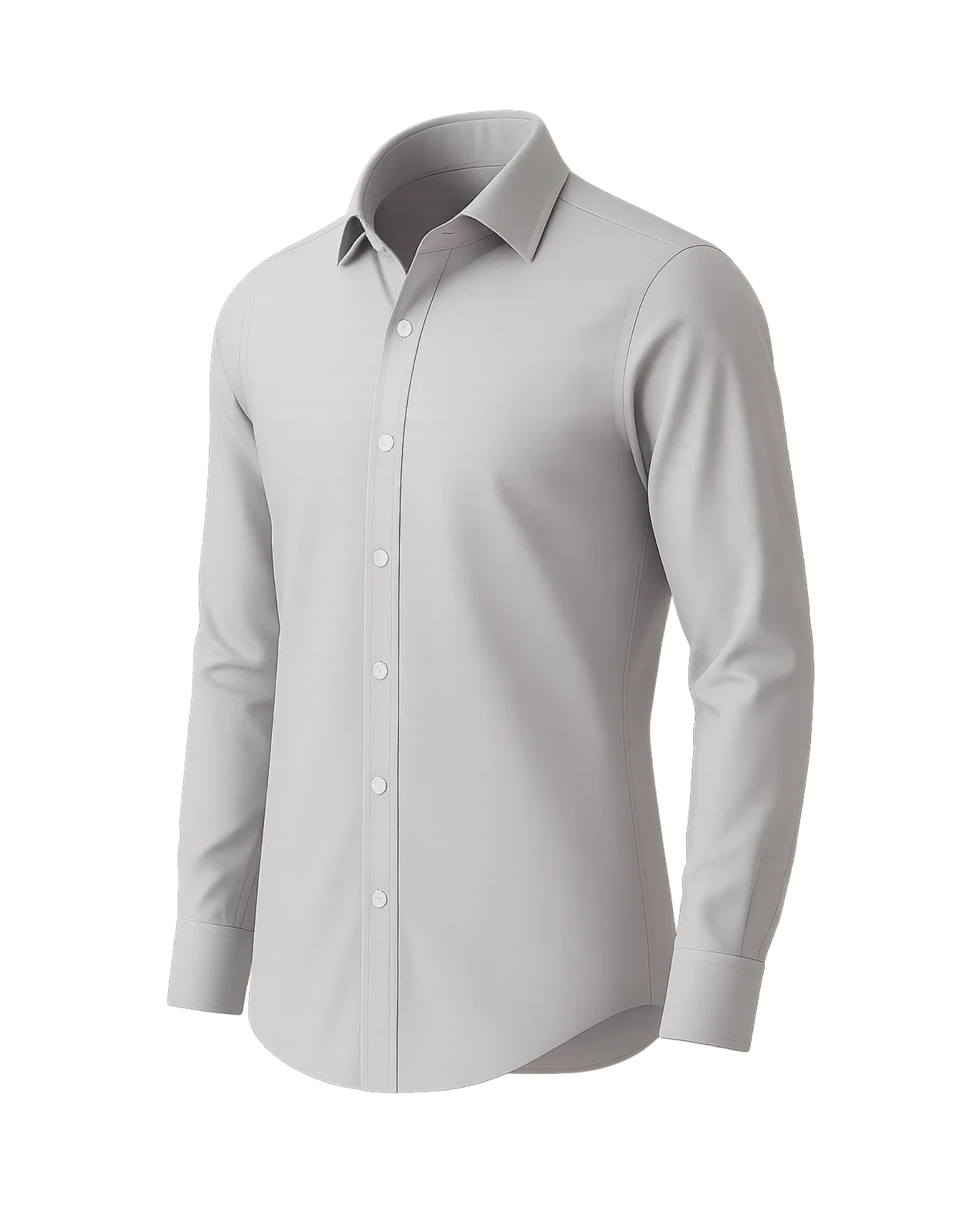 The Tailory New York men's light gray cotton dress shirt angled view
