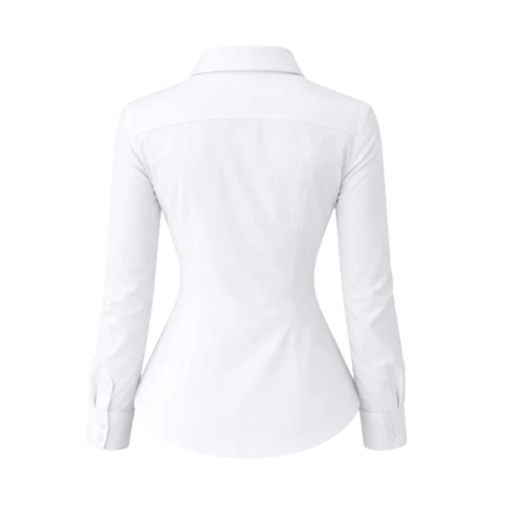 The Tailory New York women's white tailored cotton shirt back view