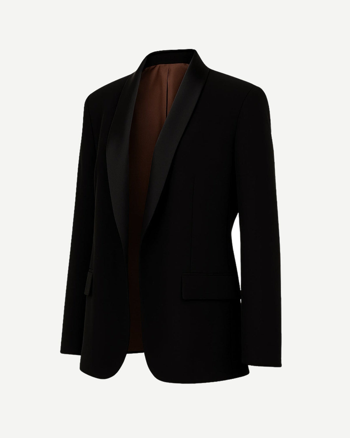 Tailory black oversized evening wedding blazer satin lapels front view