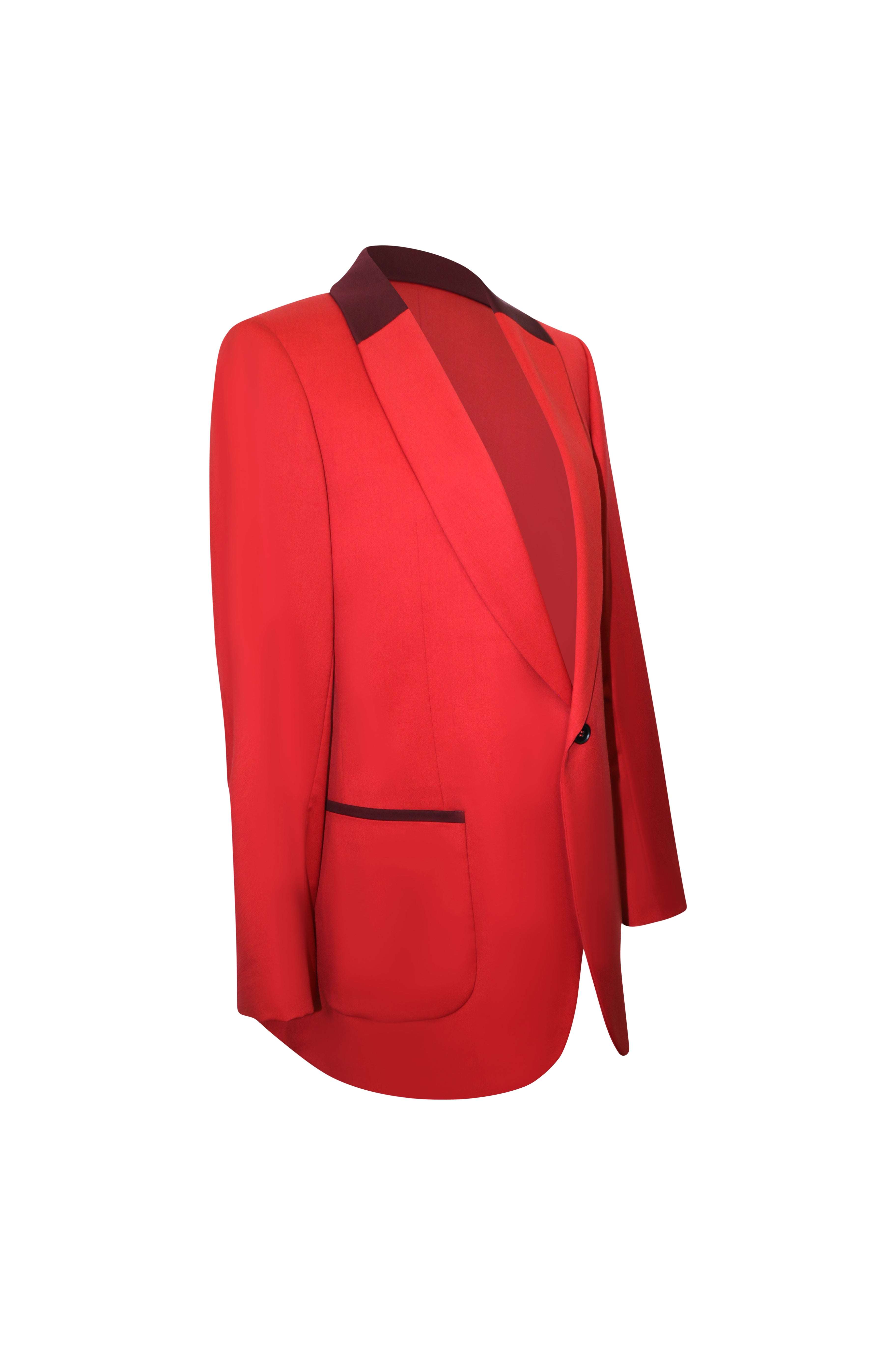 Bold Red Wool Executive Blazer