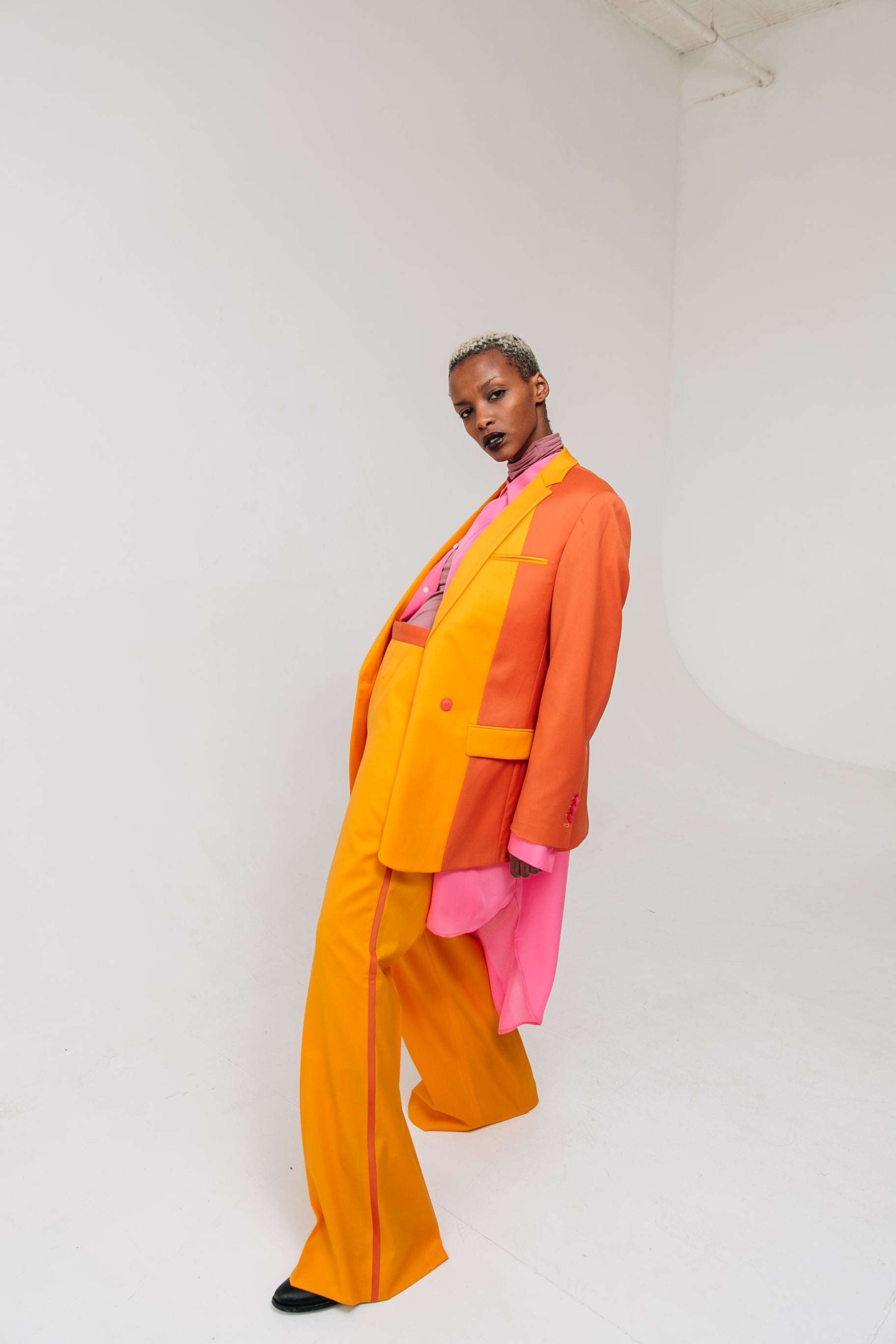 Orange Pink Oversized Blazer