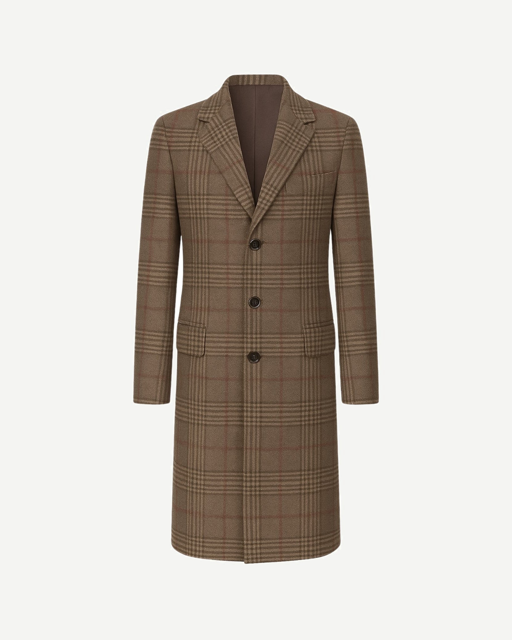 Terra Walking Coat  Glen Plaid Wool  Tailored Canvas Structure