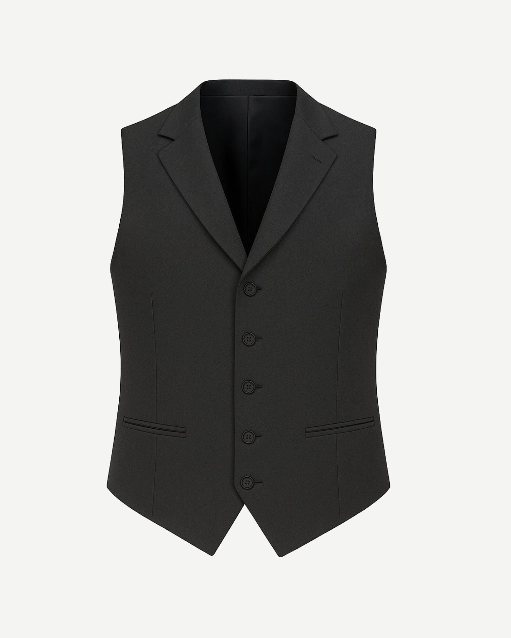 Tailory charcoal wool men’s vest five-button front view