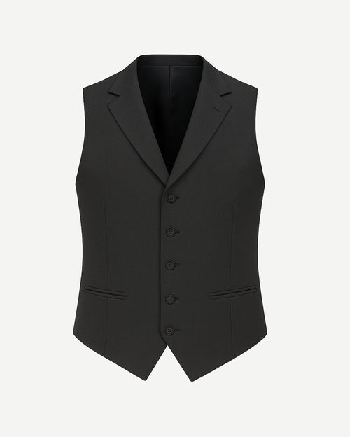 Tailory charcoal wool men’s vest five-button front view