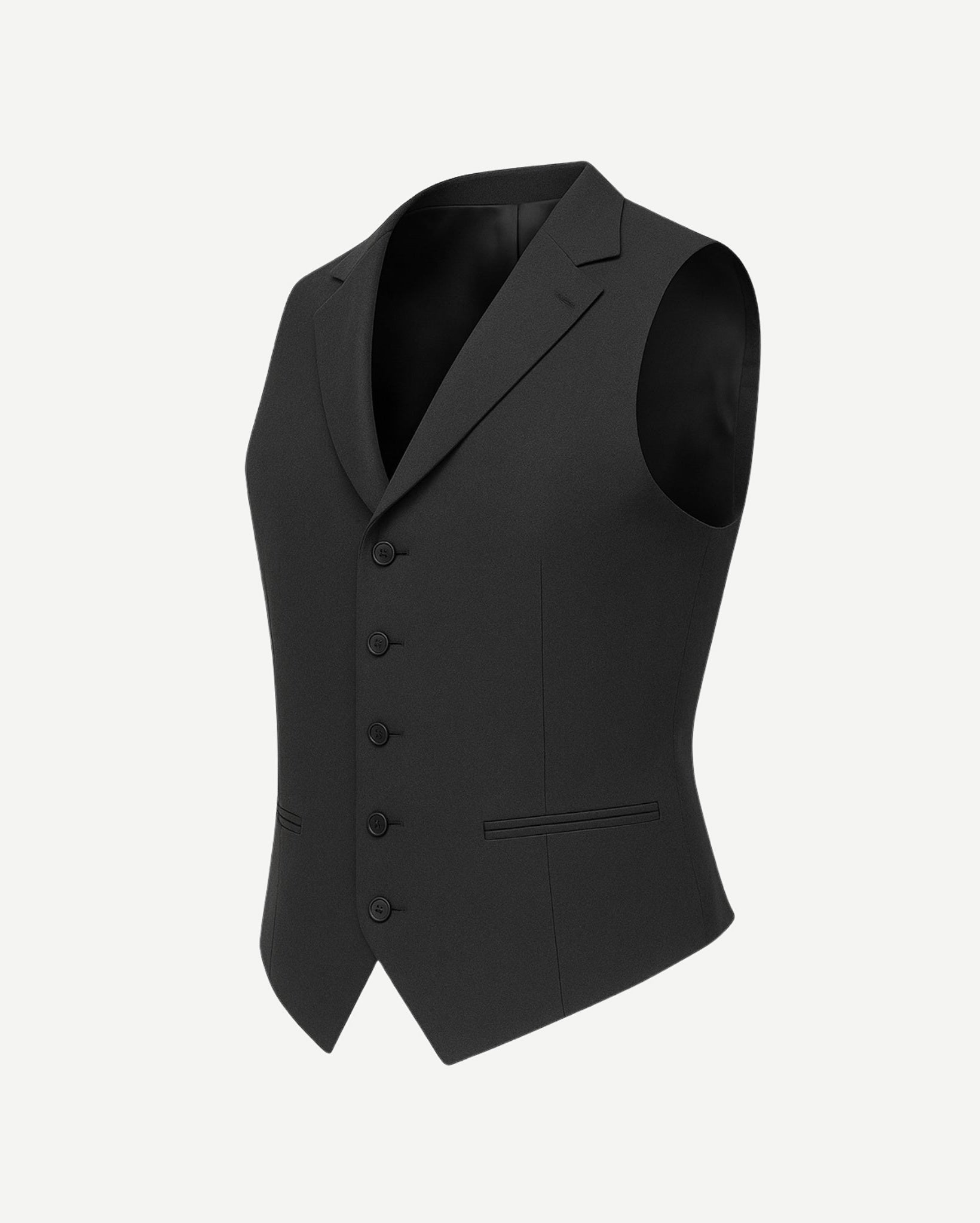 Tailory charcoal wool men’s vest five-button Side view