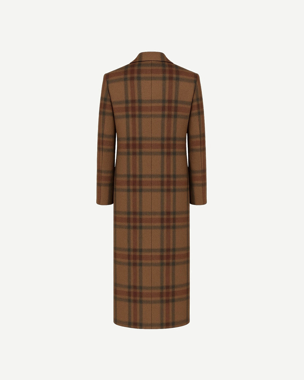 Vendemmia Camel Plaid Greatcoat — Military Style, Double-Breasted, Full Canvas