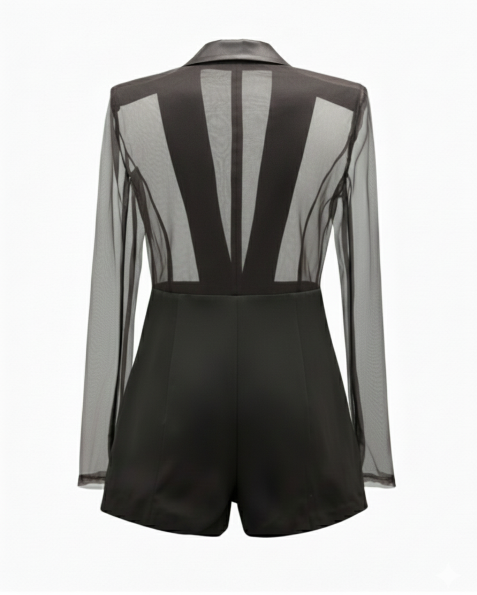 Mink Brown sheer silk blazer with organza back
