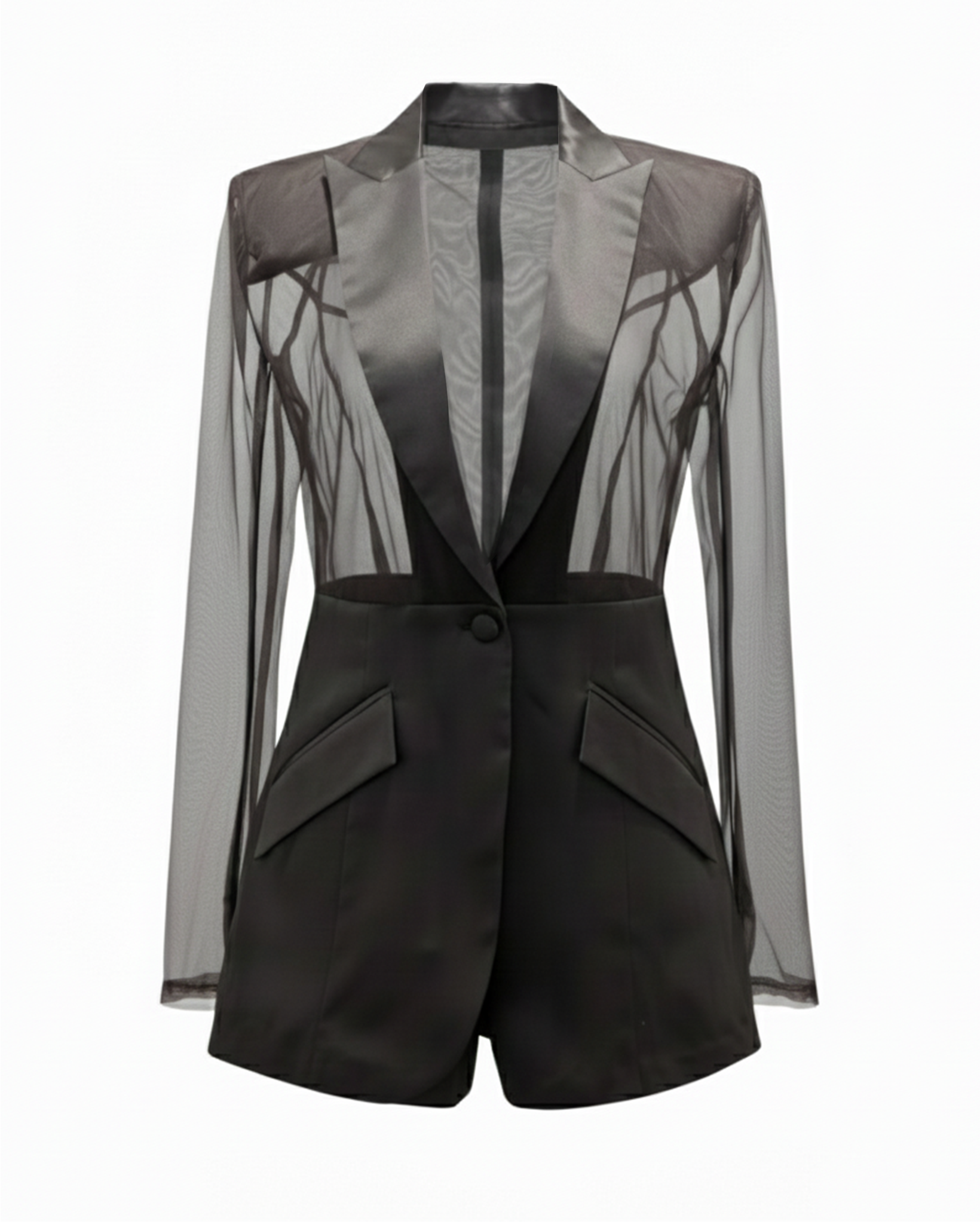 Sheer Silk Blazer with Peak Lapels