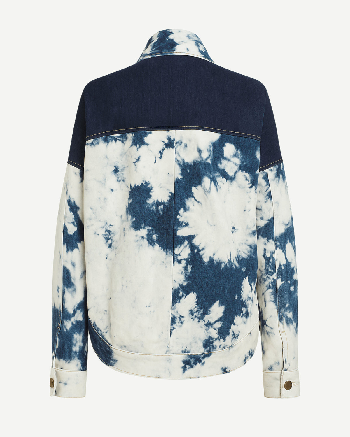 Tailory blue and white tie-dye denim jacket back view
