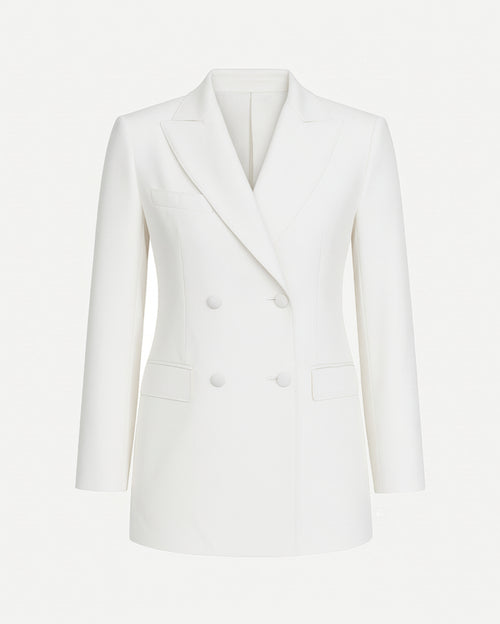 Tailory white peak lapel double-breasted blazer front view