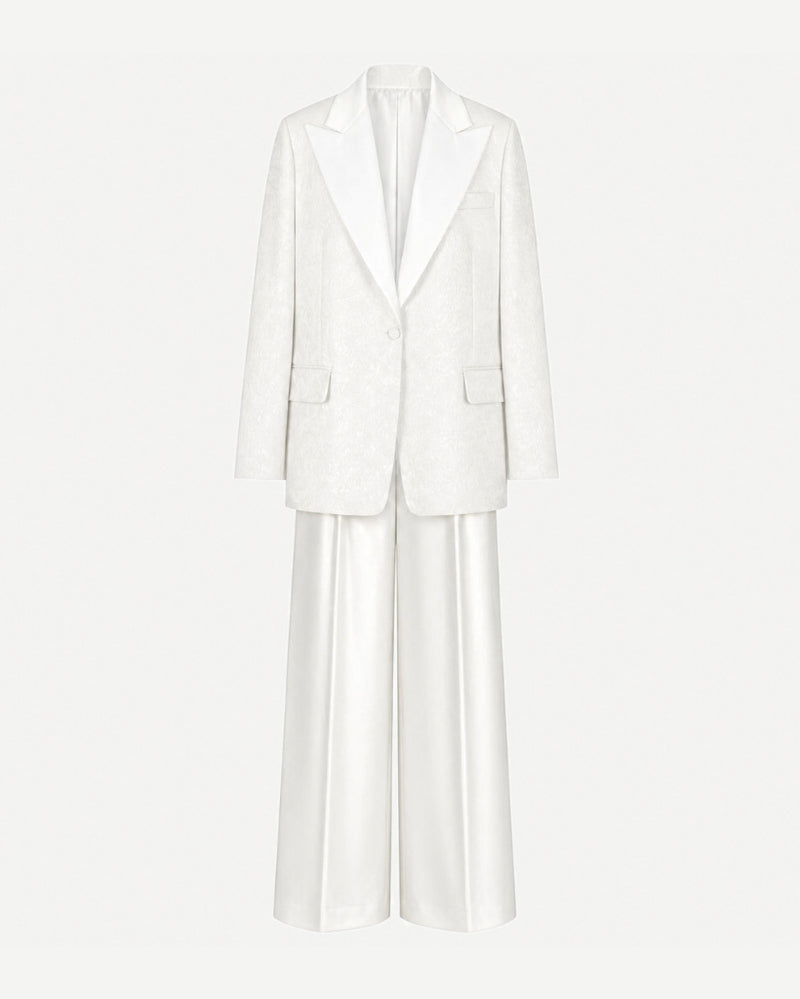 Tailory cream paisley jacquard tuxedo suit