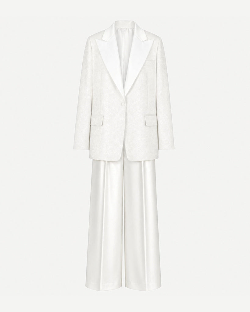 Tailory cream paisley jacquard tuxedo suit