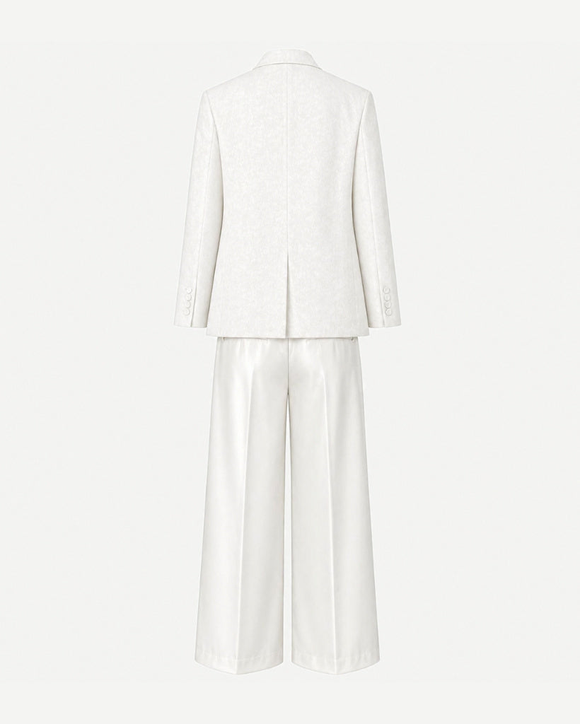 Tailory cream paisley jacquard tuxedo suit back view