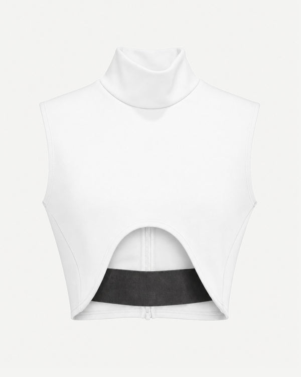 Mock Neck Crop Top with Cutout Detail