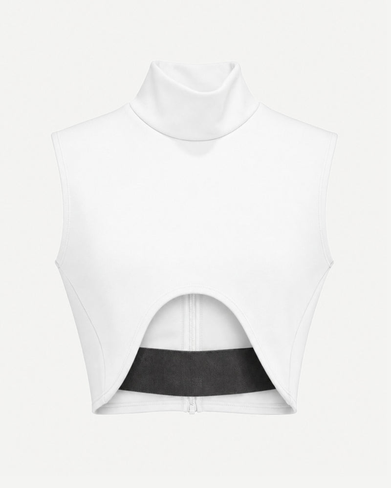 Mock Neck Crop Top with Cutout Detail