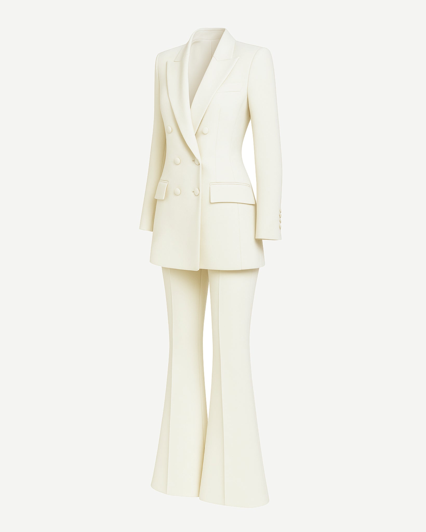 Tailory ivory Loro Piana tailored bridal suit side view