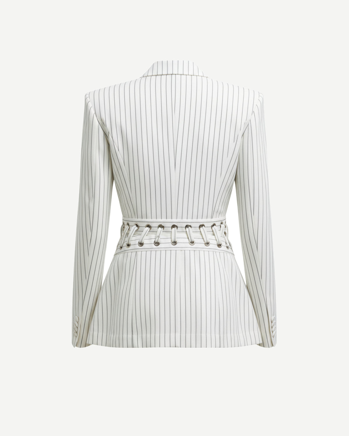 Tailory white deconstructed blazer with sculptural peplum back view