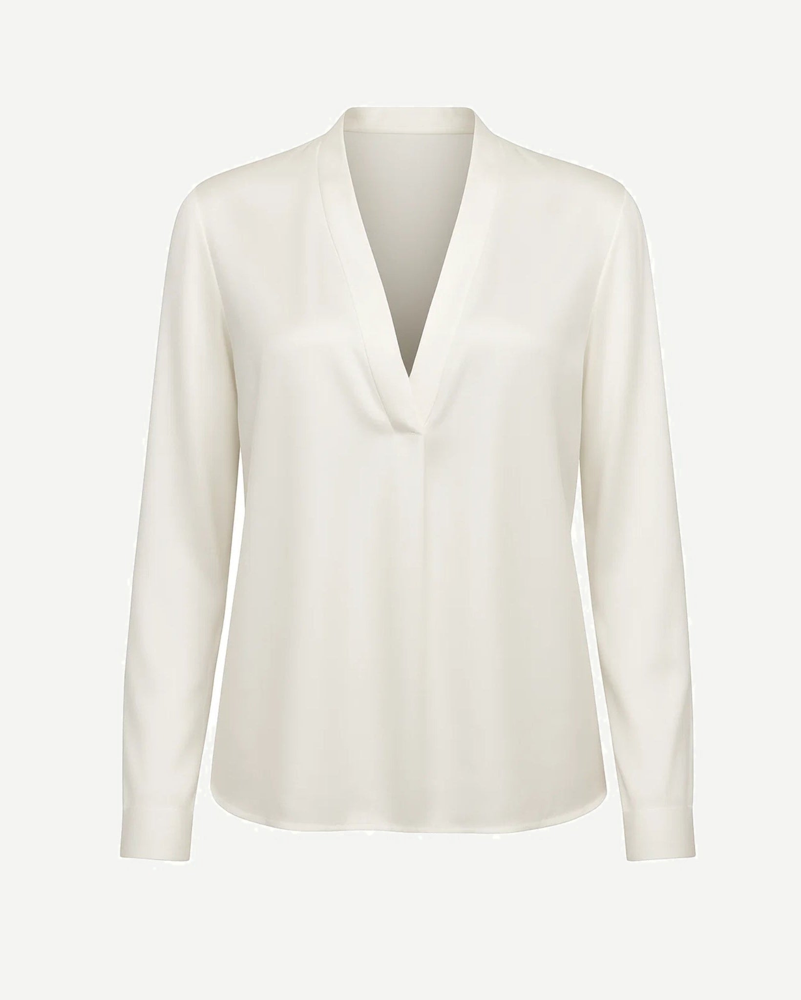 Tailory white silk V-neck blouse front view