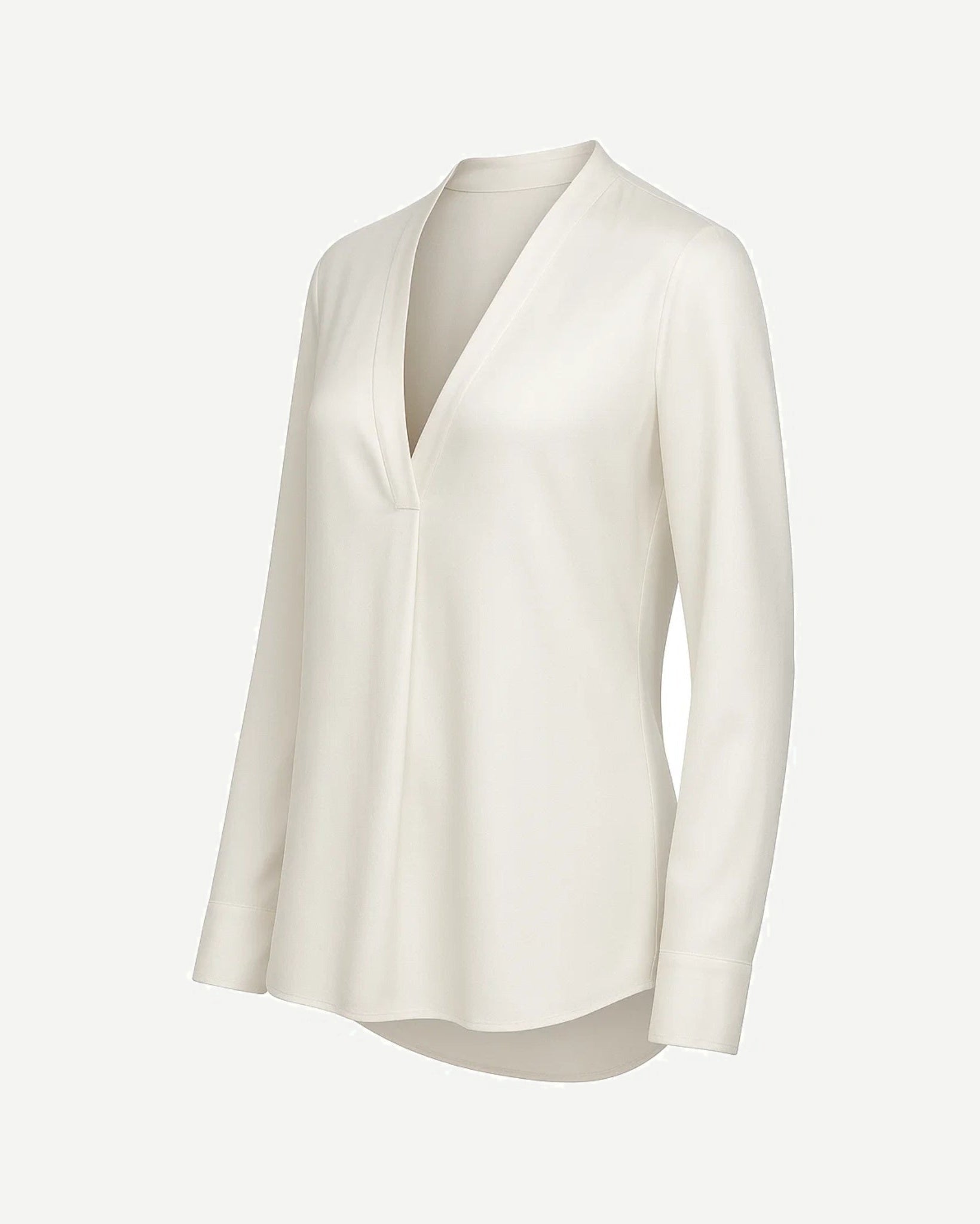 Tailory white silk V-neck blouse side view