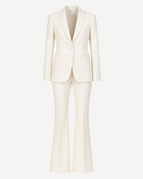 Tailory ivory notch lapel women’s wedding suit front view
