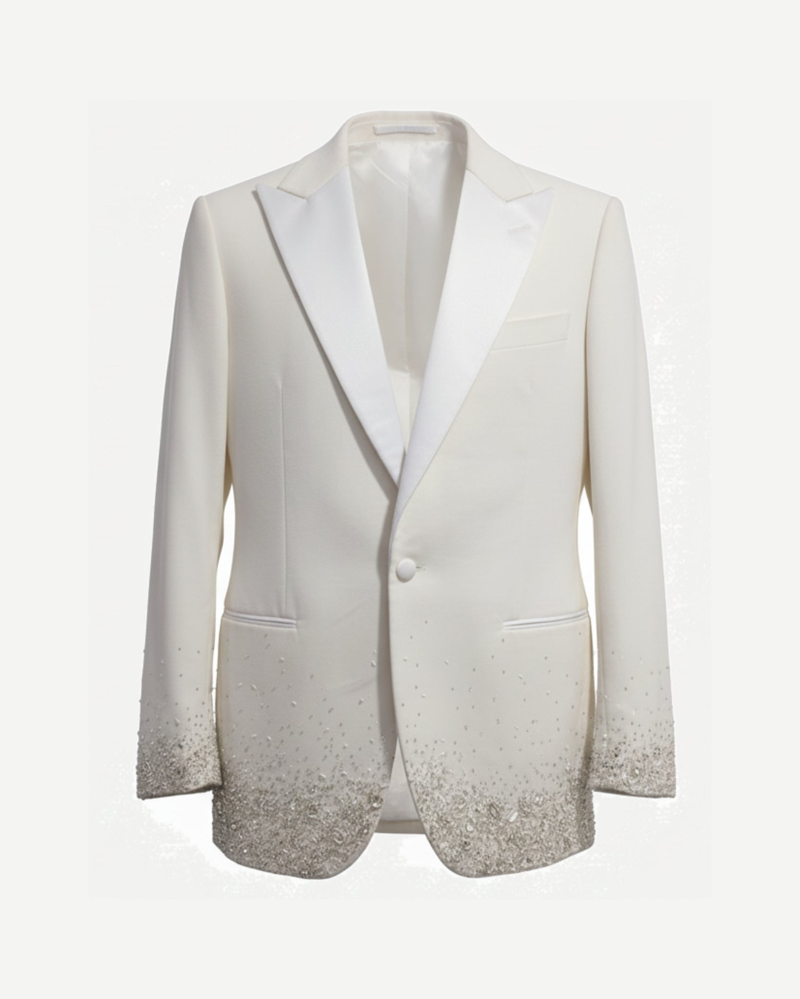 Tailory white velvet embellished evening jacket front view