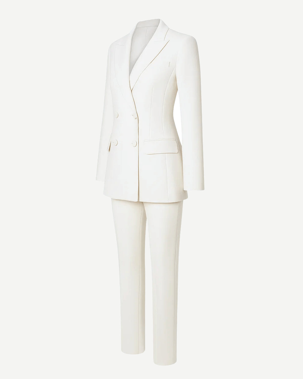 Tailory ivory double-breasted fitted wedding suit side view