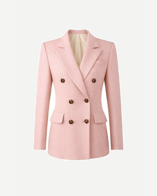 Tailory blush pink double-breasted tailored blazer front view 