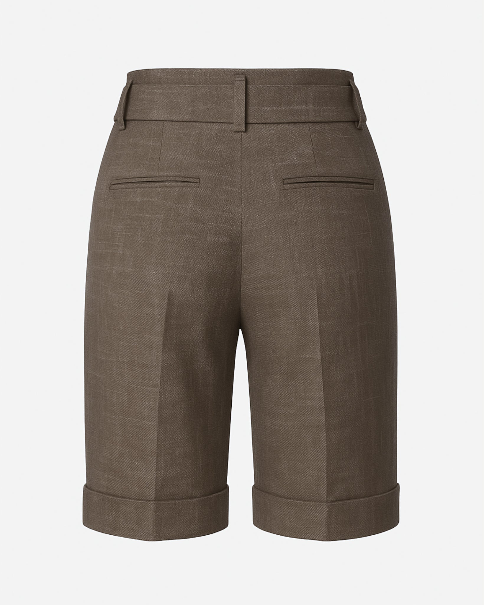 Tailory brown tailored wool-silk Bermuda shorts back view